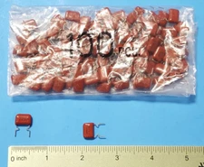 (100 PCs) Film Capacitor , 0.1 UF/MF , 250V , NICHICON , Metalized Polyester