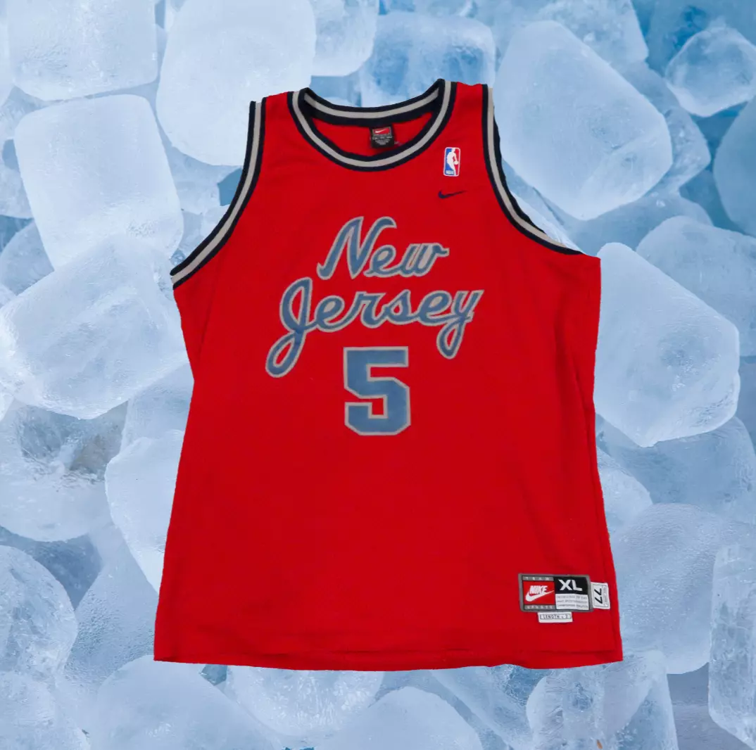 New Jersey Nets Basketball Jason Kidd #5 Team Nike Medium Vintage Rewind 77 Red