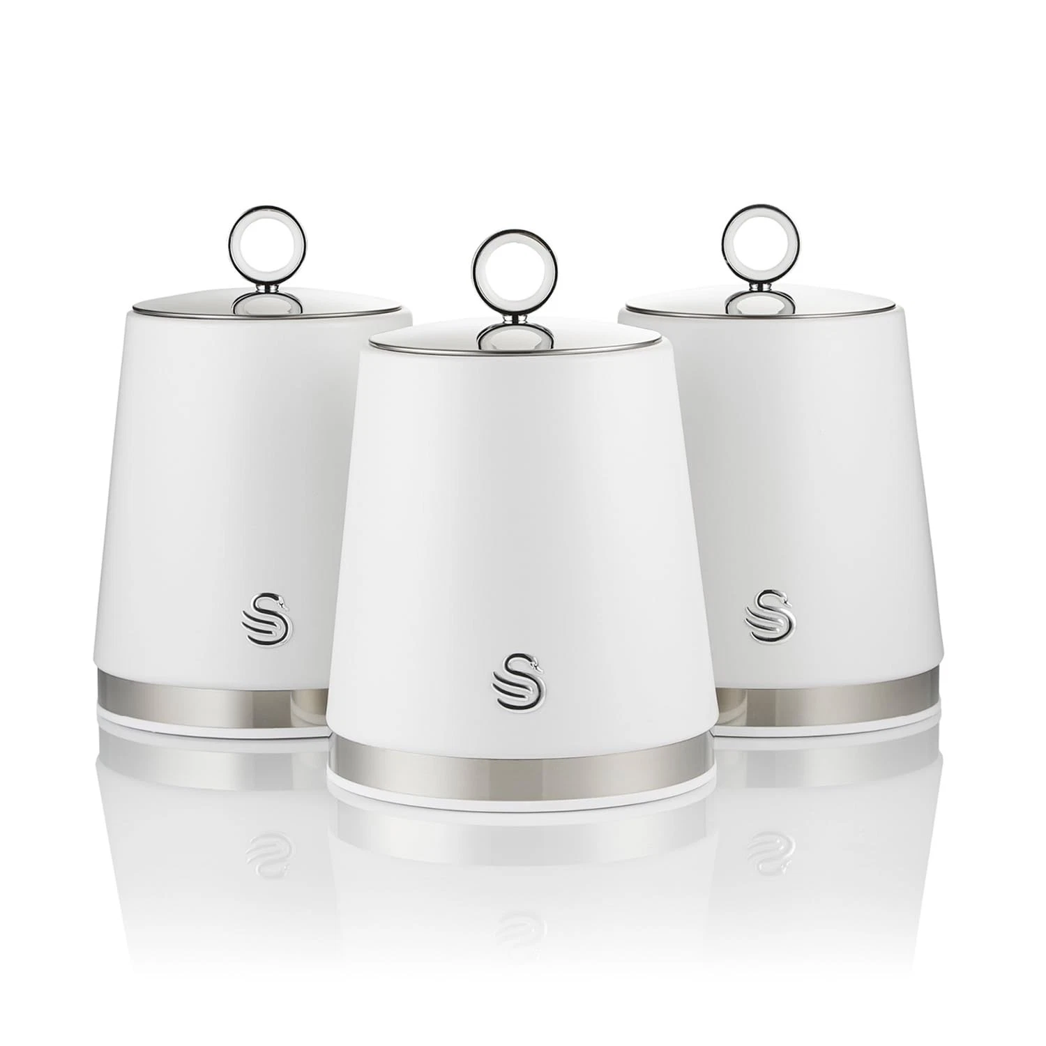 Swan SWKA18536WHT Serenity Set of 3 Kitchen Storage Canisters for Tea, Coffee, a
Opens in a new wind