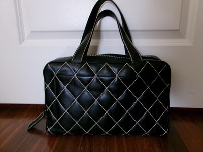 Vintage Chanel Surpique Quilted Leather Black Bowler Bag 2002 Karl
