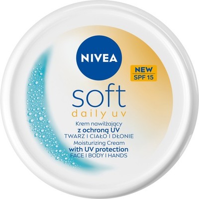 NIVEA Soft Daily UV Feuchtigkeitscreme SPF15 für Gesicht, Körper und Hände 10...