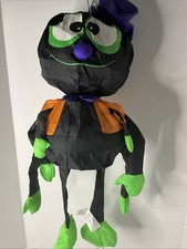 1993 Gemmy Black Green Orange Spider With Top hat/bow tie Halloween Decoration