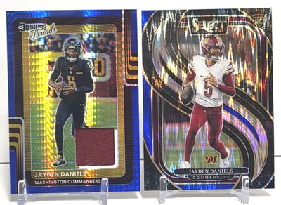 Jayden Daniels 2 Card Lot Commanders Rookie Patch Donruss Threads Select RC