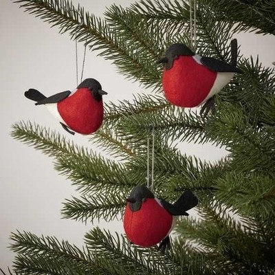 Ikea Vinterfint 5 cm hängendes rotes Rotkehlchen Christbaumschmuck x 6 Stück