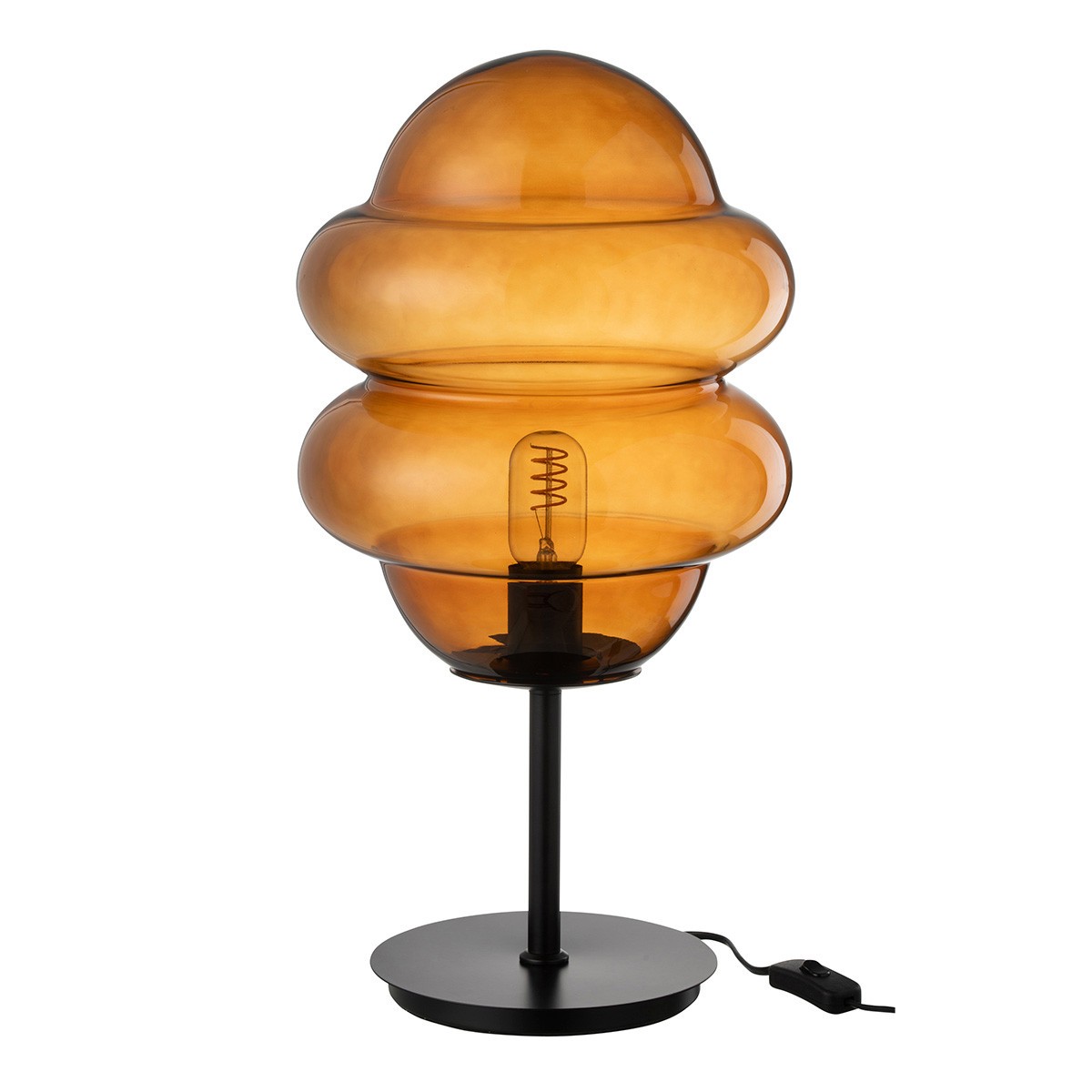 Lampe à poser en verre marron pour ambiance cosy de salon de 52cm