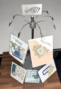 2 Tier Greeting Card Rack Spins 18 Clips for Display Rotating Holder Stampin Up