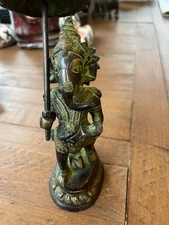 Ganesh Walking Bronze Sculpture Hindu Folkcraft Elephant Headed Protector Diety