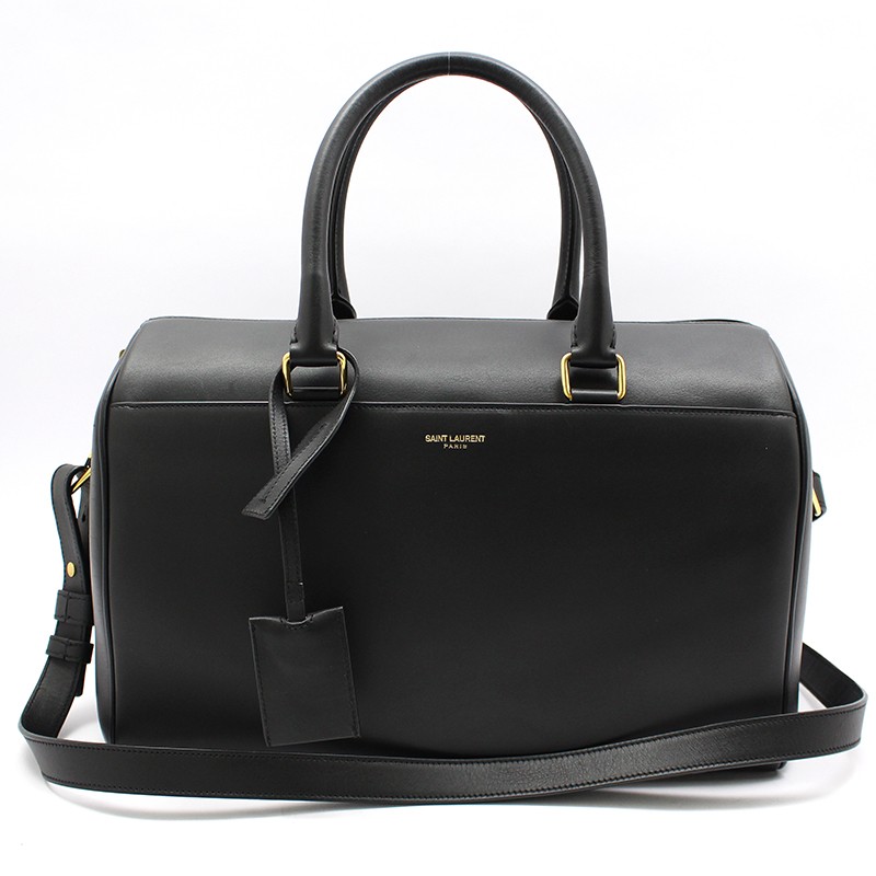Borsa Saint Laurent Boston Duffel in pelle nera con dettagli dorati