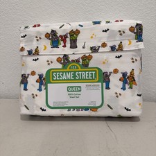 Sesame Street Halloween Queen Sheet Set 100 Cotton 4pc Elmo Cookie Monster New