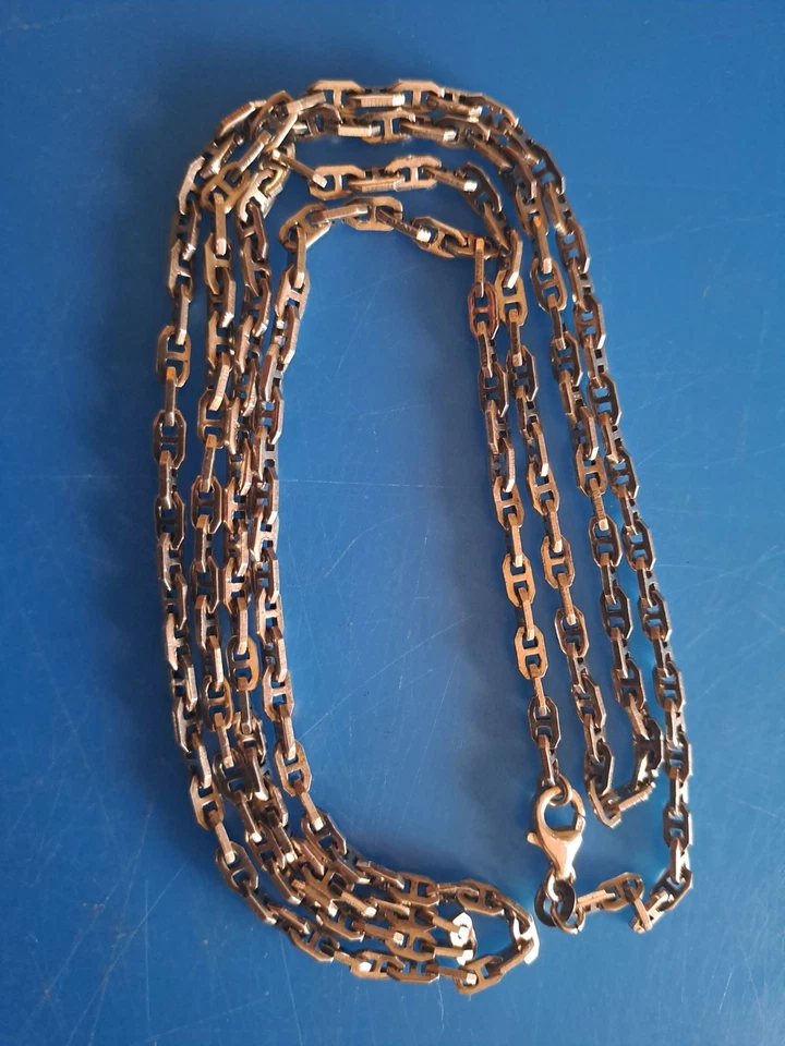 Collana Lunga Catena Marinara 84 Cm Argento 800 925 Unisex 21 Grammi Vintage 80 - Immagine 3 di 4