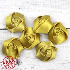 YYCRAFT 20pc Gold Satin Rose Flower Wedding Bride Bouquet Craft Applique