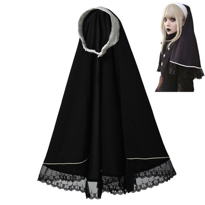 トップス nun Gothic Lolita Nun's Veil Black Double Layer Lace Headscarf – Honey