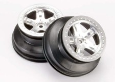 Traxxas 5872 2.2/3.0 Wheels Satin Chrome on Black, Rear Slash,