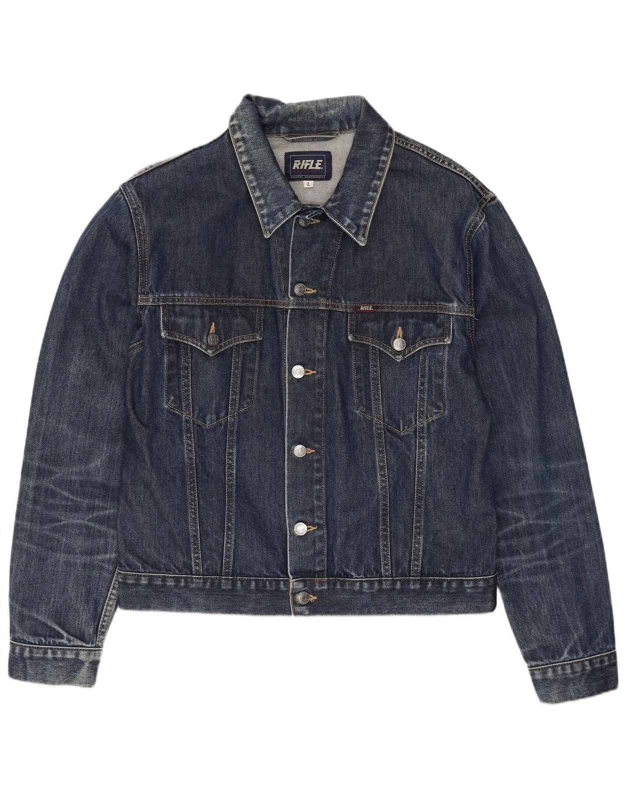 Rifle Mens Denim Jacket UK 40 Large Blue Cotton YA01