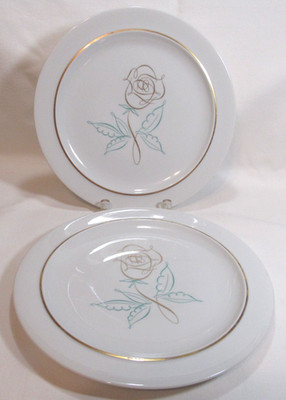 Easterling Bavaria Germany Vintage SPENCERIAN ROSE Two (2) Dinner Plates GC