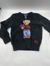 Ralph Lauren Polo Knitted Bear Boys Sweater Navy Blue Size 4