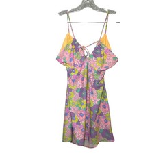 Show Me Your Mumu Floral Print Mini Dress Orange Yellow Purple Pink Strappy Back