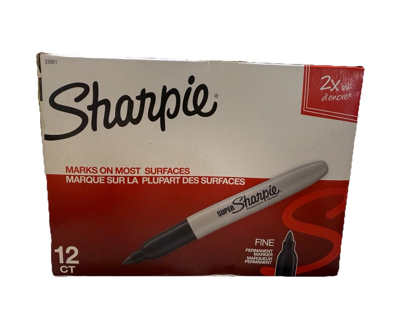 Super Permanent Markers, Fine Point, Black, 12 Count