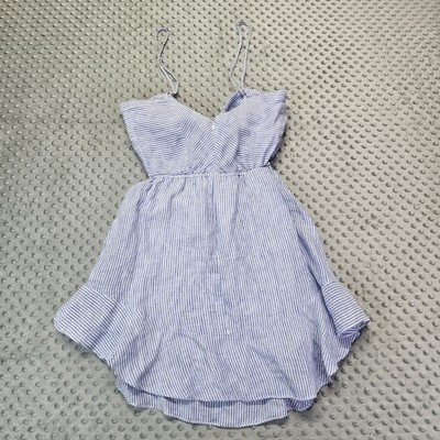 Karina Grimaldi Blue Striped Summer Linen Dress Sz. M | eBay