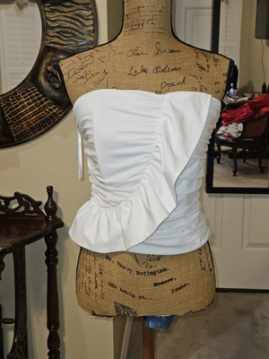 #ad #ad White House Black Market White Ruffle Strapless Top Size 8 $30.00