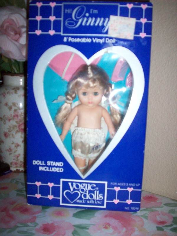 Vintage In Box Vogue Dolls Ginny 8"Poseable Vinyl Doll~Stand Included 1984