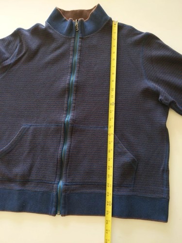 Robert Graham Reversible Full Zip Sweater Jacket 3XL Blue Brown Ribbed Designer - Picture 14 of 15