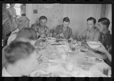 Photo:Central Ohio Wheat Harvest Dinner 1938 Farm Workers Lunch