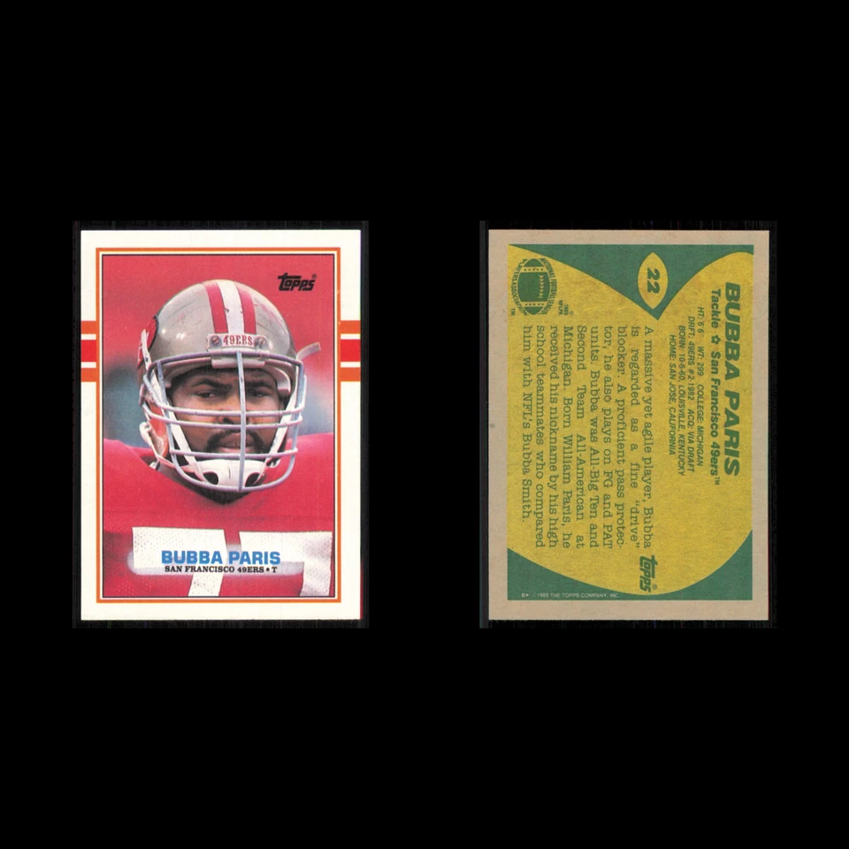 Bubba Paris #22 1989 Topps San Francisco 49ers Football Card NFL NM - Image 3 of 3