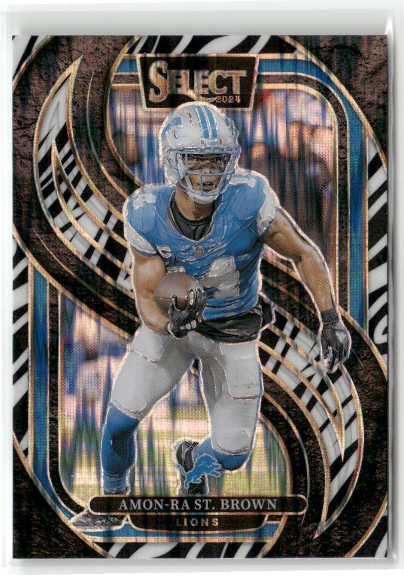 2024 Panini Select #105 Amon-Ra St. Brown Zebra Prizm SSP Case Hit