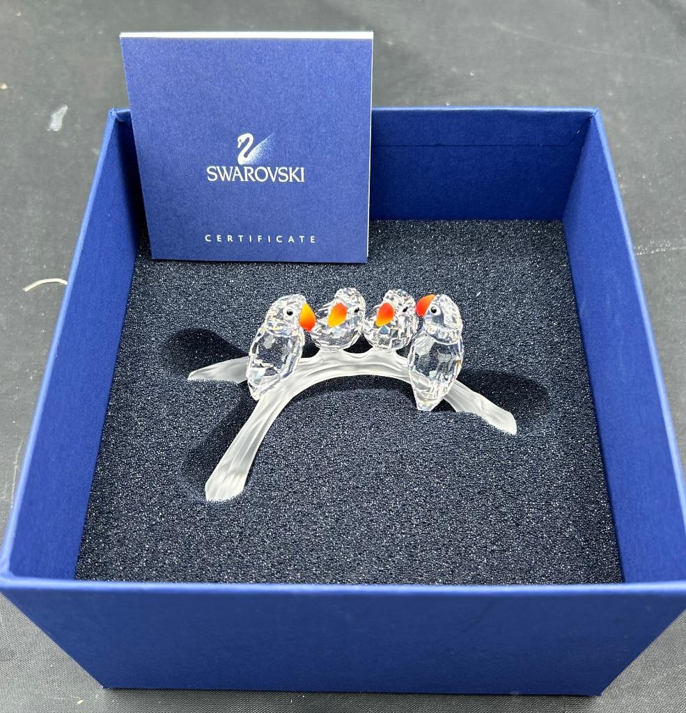 Swarovski Crystal Baby Lovebirds Figurine w/ Box - 4