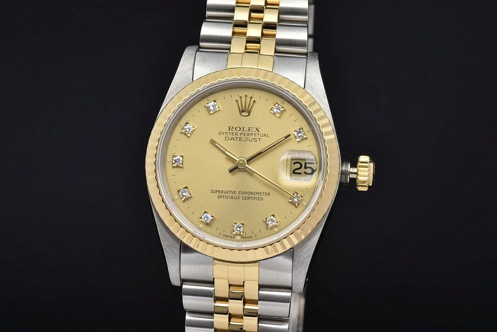 ROLEX OYSTER PERPETUAL DATEJUST 68273G Boys YG 2135 Diamonds 10P  