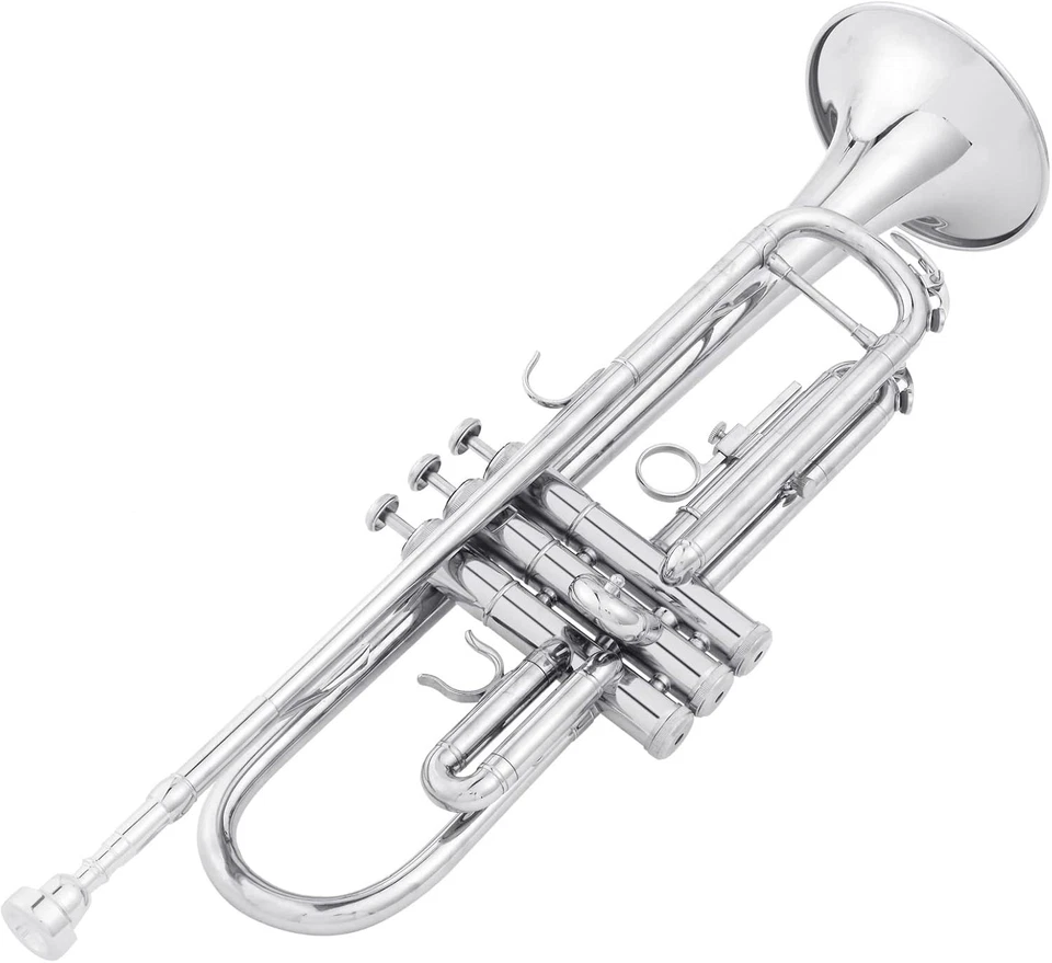 Conjunto de trompete padrão Bb com estojo rígido, bocal 7C e acessórios - Prata - Imagem 4 de 4