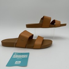Reef Women  s Cushion Vista Slide Brown/Tan Comfort Dual Strap Sandals US 8 NWT
