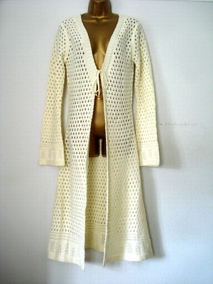 Blanc Noir Designer lange gehäkelte Sommer Strickjacke Cover Up Gr. M 