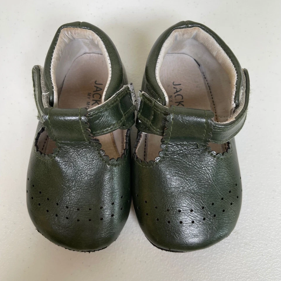Jack and Lily My Mocs Green Leather Mary Jane Shoes Baby Toddler 18/24 Months - Image 3 of 4