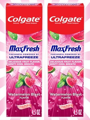 2 Colgate Max Fresh Anticavity Fluoride Toothpaste Watermelon Blast with Mint