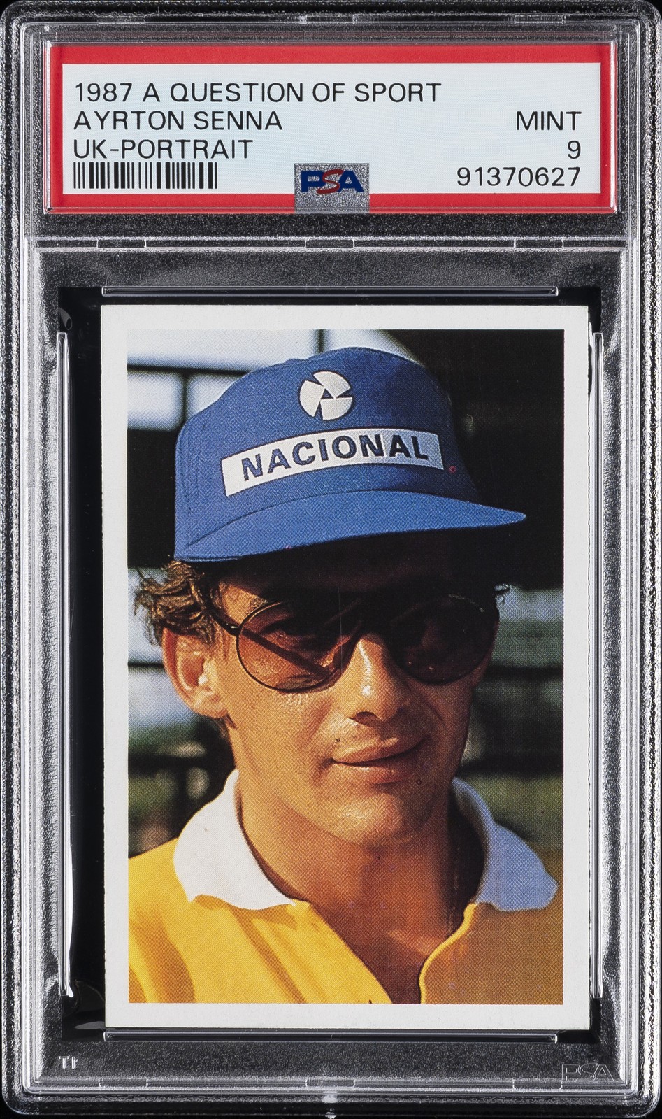 1987 A QUESTION OF SPORT UK PORTRAIT AYRTON SENNA PSA 9