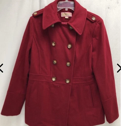 Giacca Michael Kors rossa colletto misto lana doppiopetto tasche foderata L