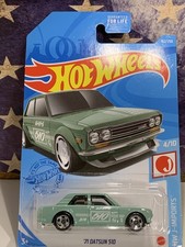 HOT WHEELS 1971 DATSUN 510, 2021 HW J-IMPORTS, GREEN/WHITE, ON CARD