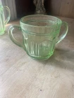 Uranium Glass Anchor Hocking Colonial Green Knife And Fork Open Sugar Bowl Dish