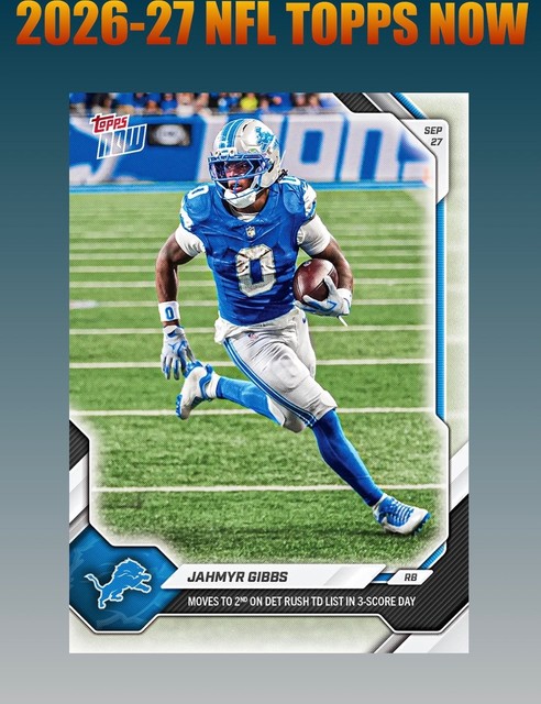 💥2026 Topps Now NFL #31💥JAHMYR GIBBS 2nd Rush TD List Detroit - Presale