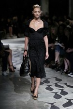 Prada Spring/Summer 2009 Black Wrinkled/Crinkled Halter Bustier Dress Size IT 42