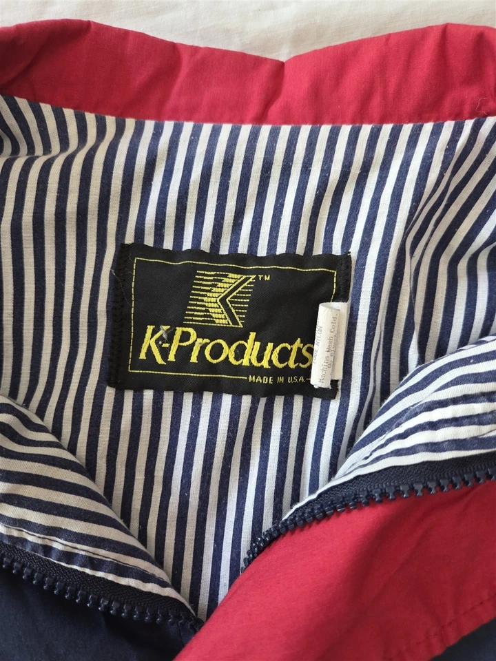 Abrigo Chaqueta Vintage K-Products EE. UU. Schwan's Ice Cream Para Hombre SM Bordado Azul Foto 3 de 4