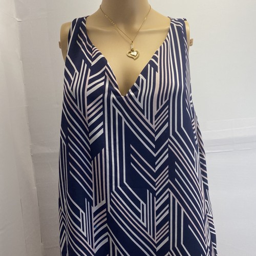 Dalia Women's Sleeveless Layer Tank Top Blouse Size L Navy Blue White Pink - Picture 10 of 11