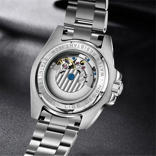 LIGE Watch Men Casual Mechanical Automatic Wristwatch Steel Male Gold Watches - Picture 3 of 31