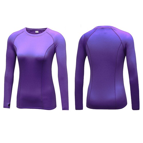 Women Solid Long Sleeve Sports Activewear T-Shirt Velvet Warmer Fitness Tops - Picture 5 of 15