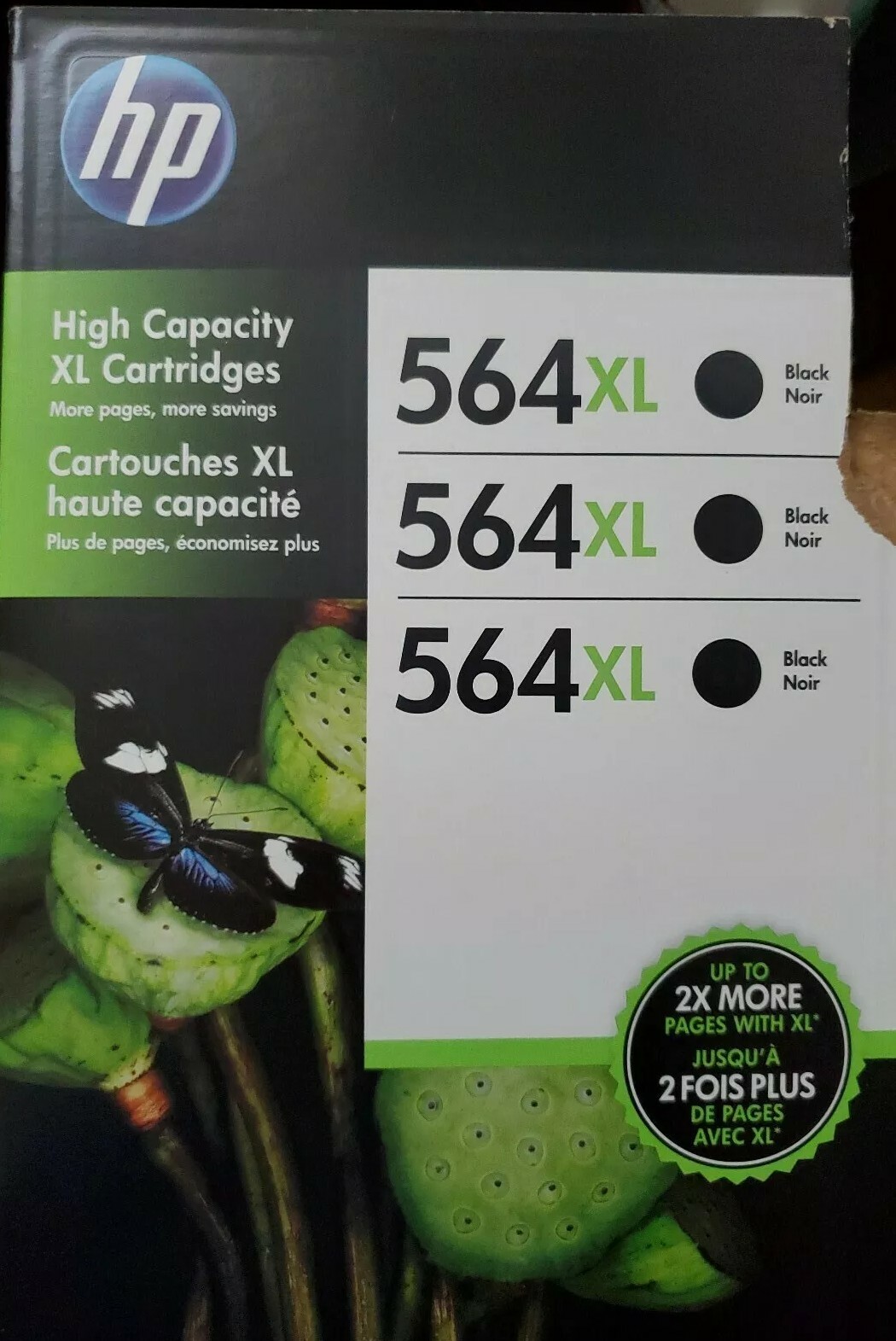 HP 564XL CN684WN High Yield Black Ink Cartridges - 3 Pack - April 2018