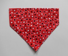 VALENTINE'S DAY PAWS IN HEARTS ON RED DOG SCARF/BANDANA--S, M, L