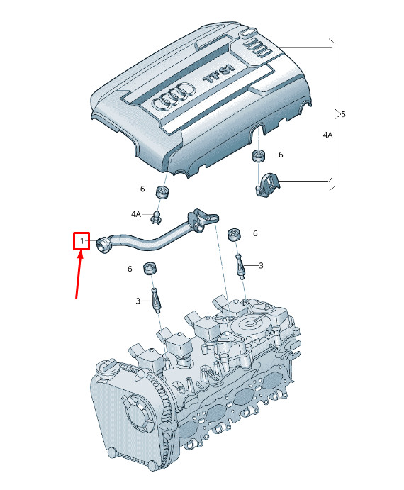 Conduite de reniflard moteur Audi Q3 8U 06L103213Ac