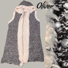 Women's Oliver Sherpa Lined Open Hooded Vest Black - L Sparkle Reversible